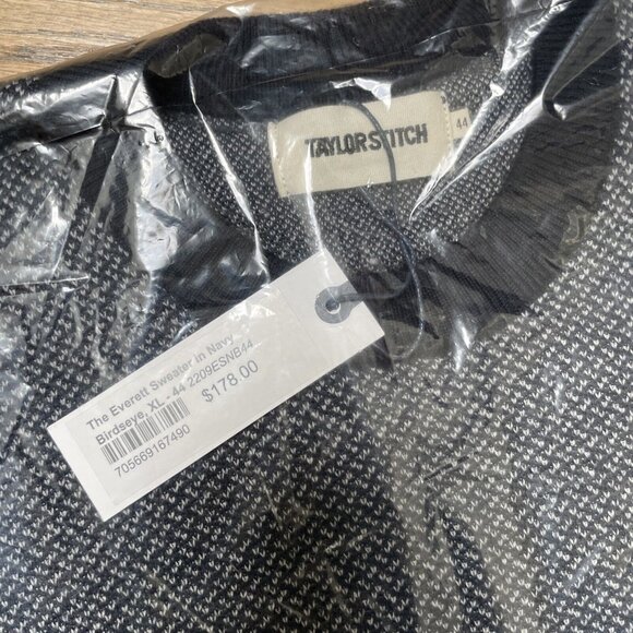 Taylor Stitch Wool Everett Sweater NAVY Birdseye Soft Rib Mens Sz 44 XL $178 - Picture 8 of 11